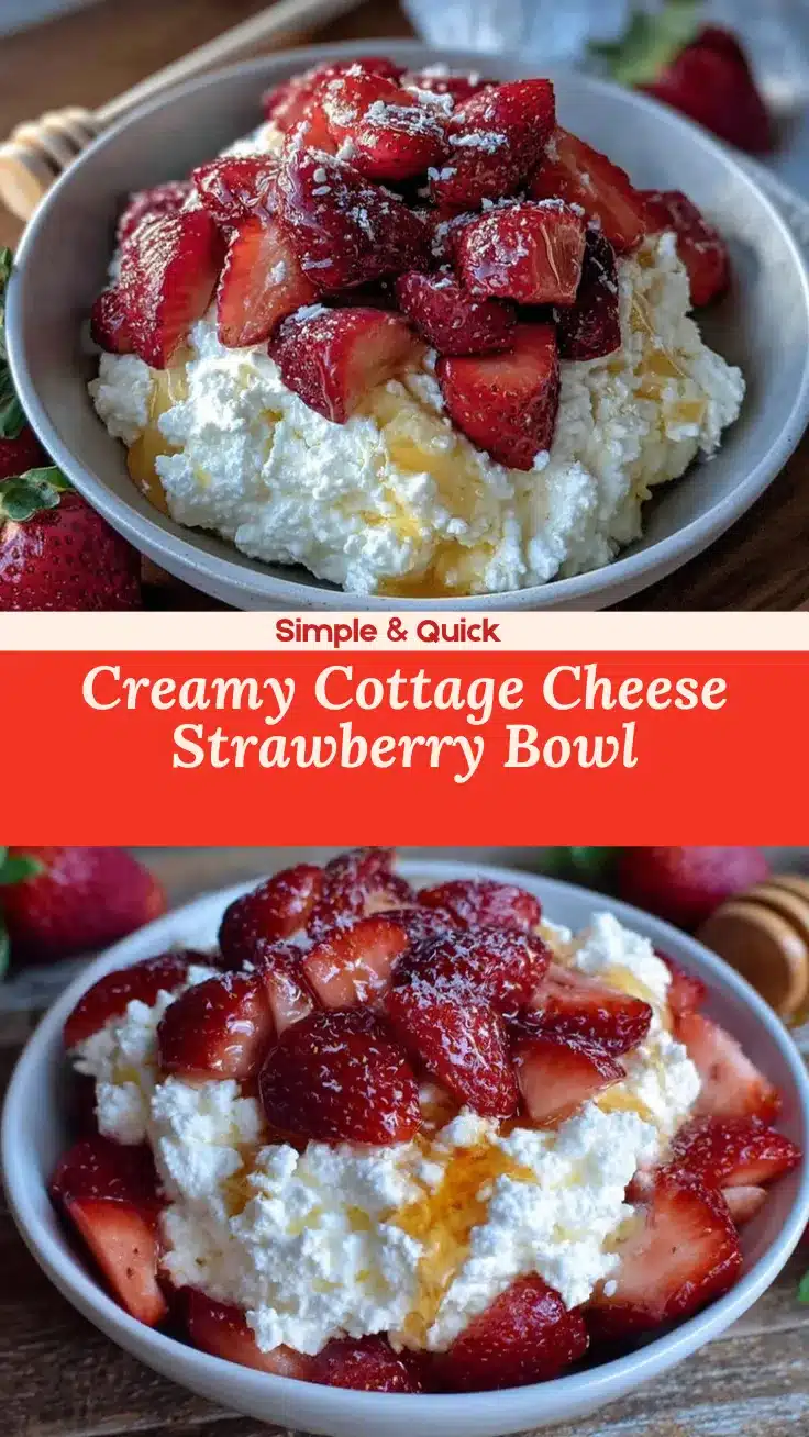 cottage cheese bowl with strawberries and honey drizzle recipe