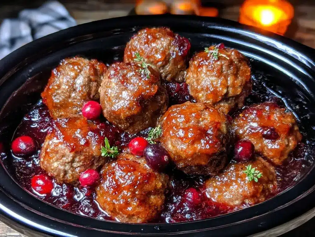 cranberry meatballs slow cooker recipe - featured image