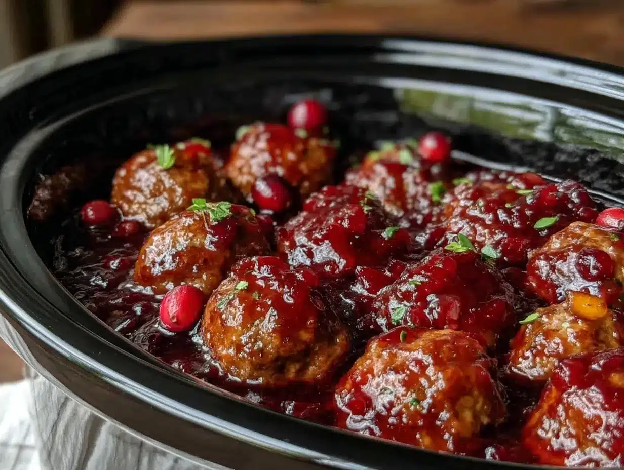 cranberry meatballs slow cooker recipe preparation steps