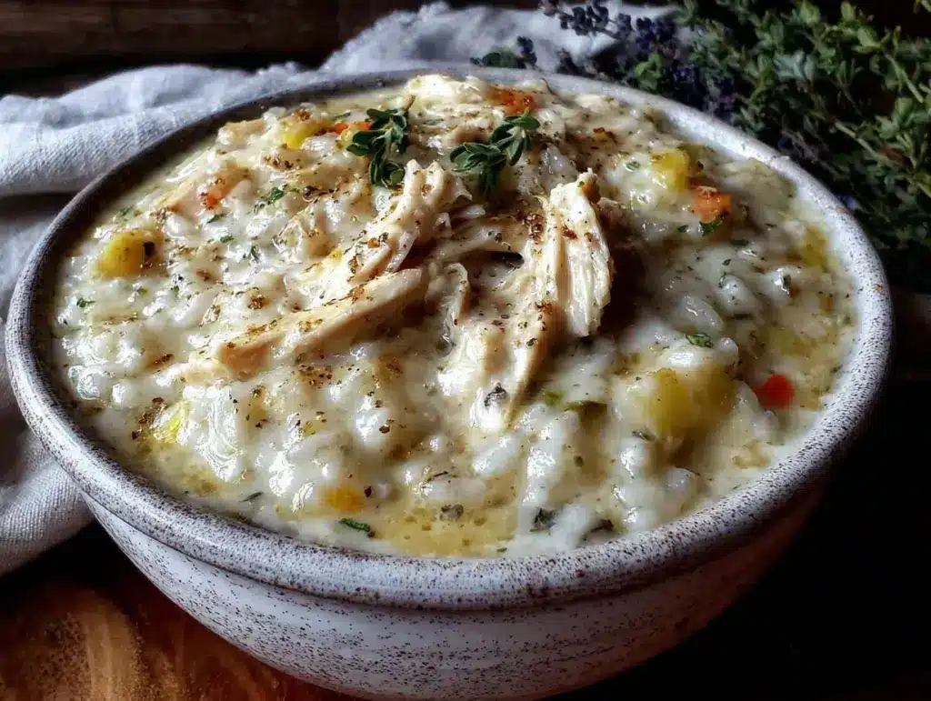 creamy chicken and wild rice soup - featured image