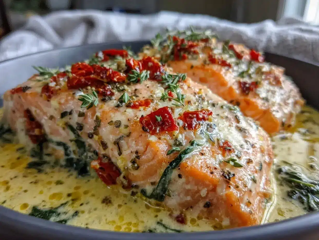 creamy tuscan salmon preparation steps
