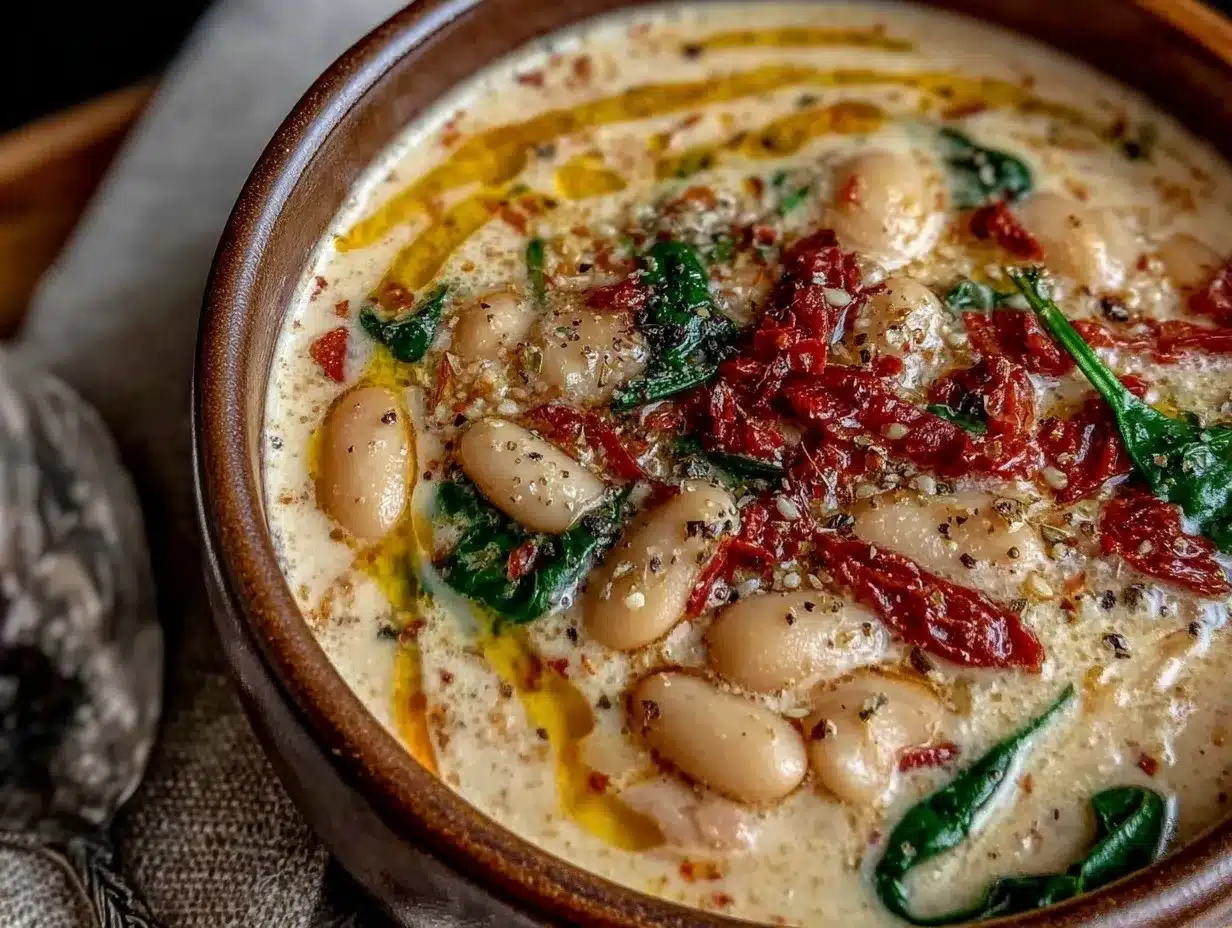 creamy Tuscan white bean soup preparation steps