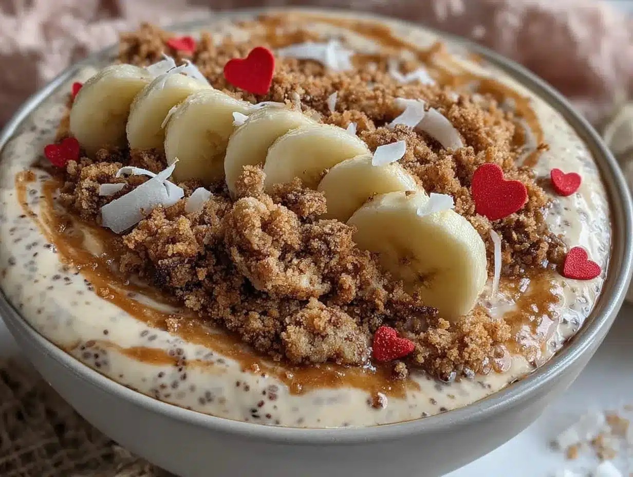 creamy Valentine chia pudding bowl preparation steps