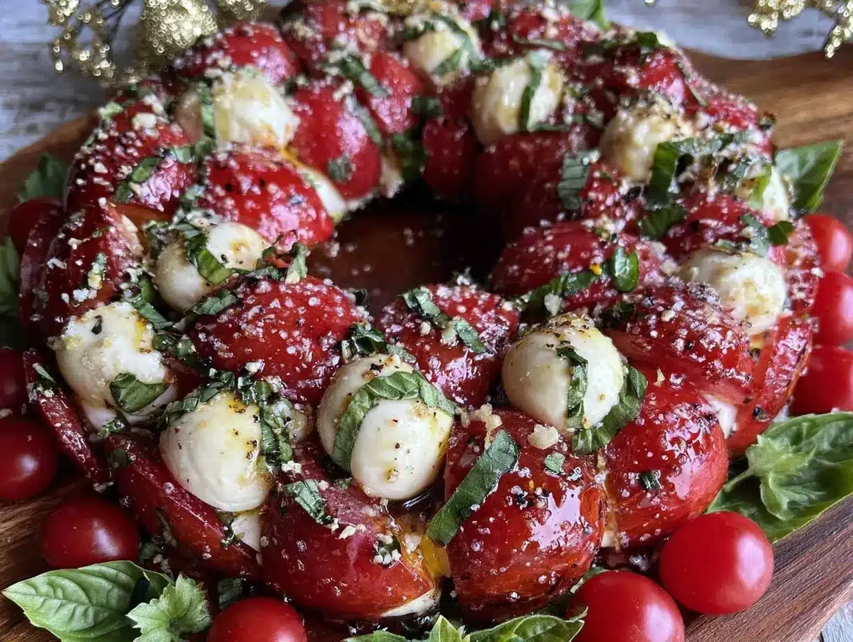 festive Caprese wreath platter preparation steps