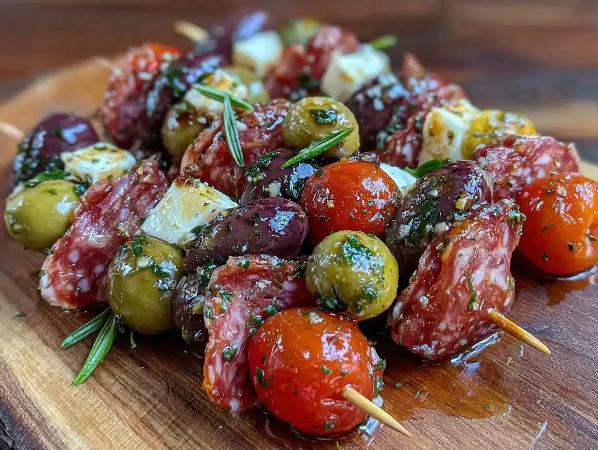 fresh antipasto skewers preparation steps