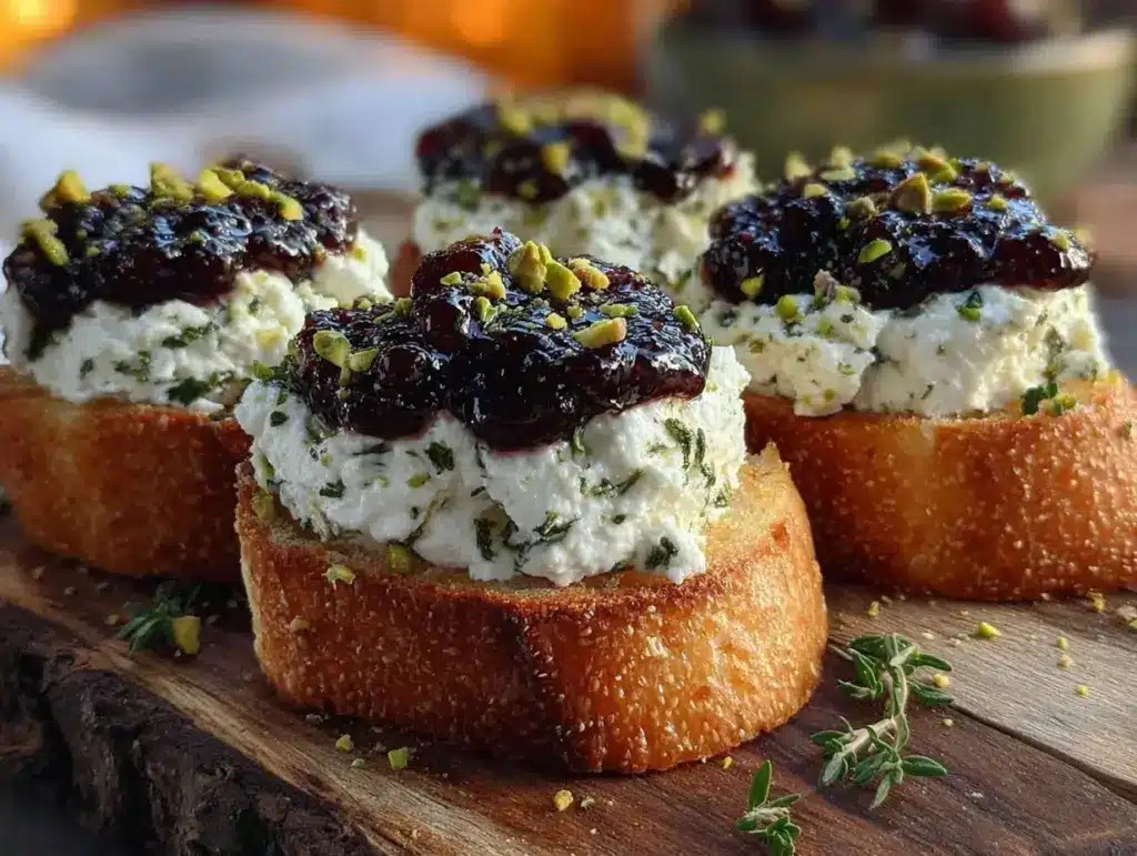 goat cheese crostini with fig jam - featured image