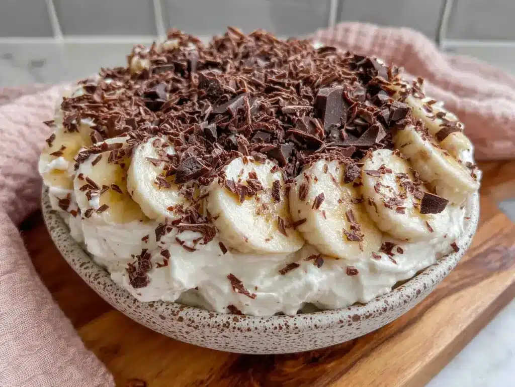 greek yogurt bowl with banana and dark chocolate - featured image