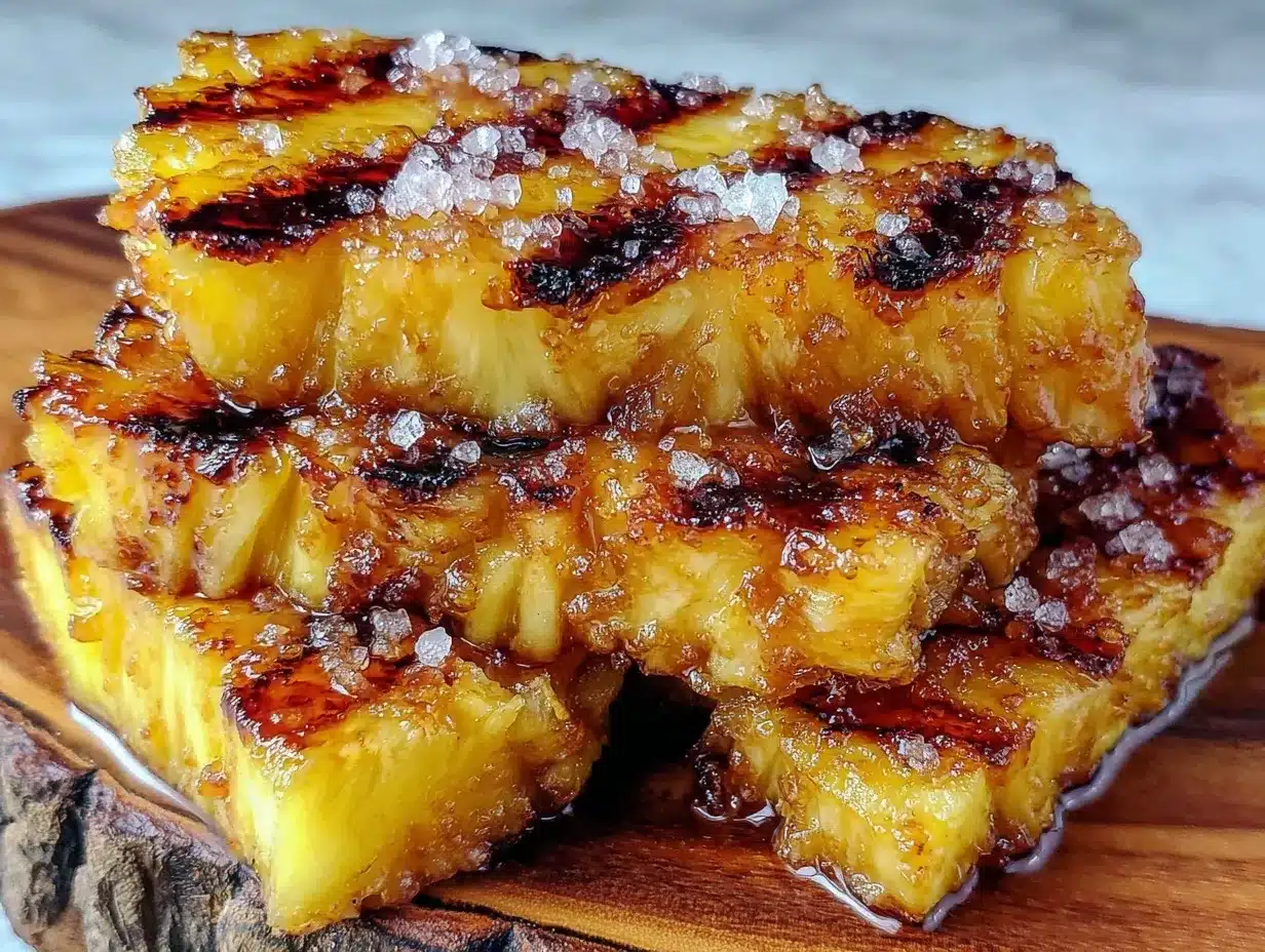 grilled pineapple with brown sugar preparation steps