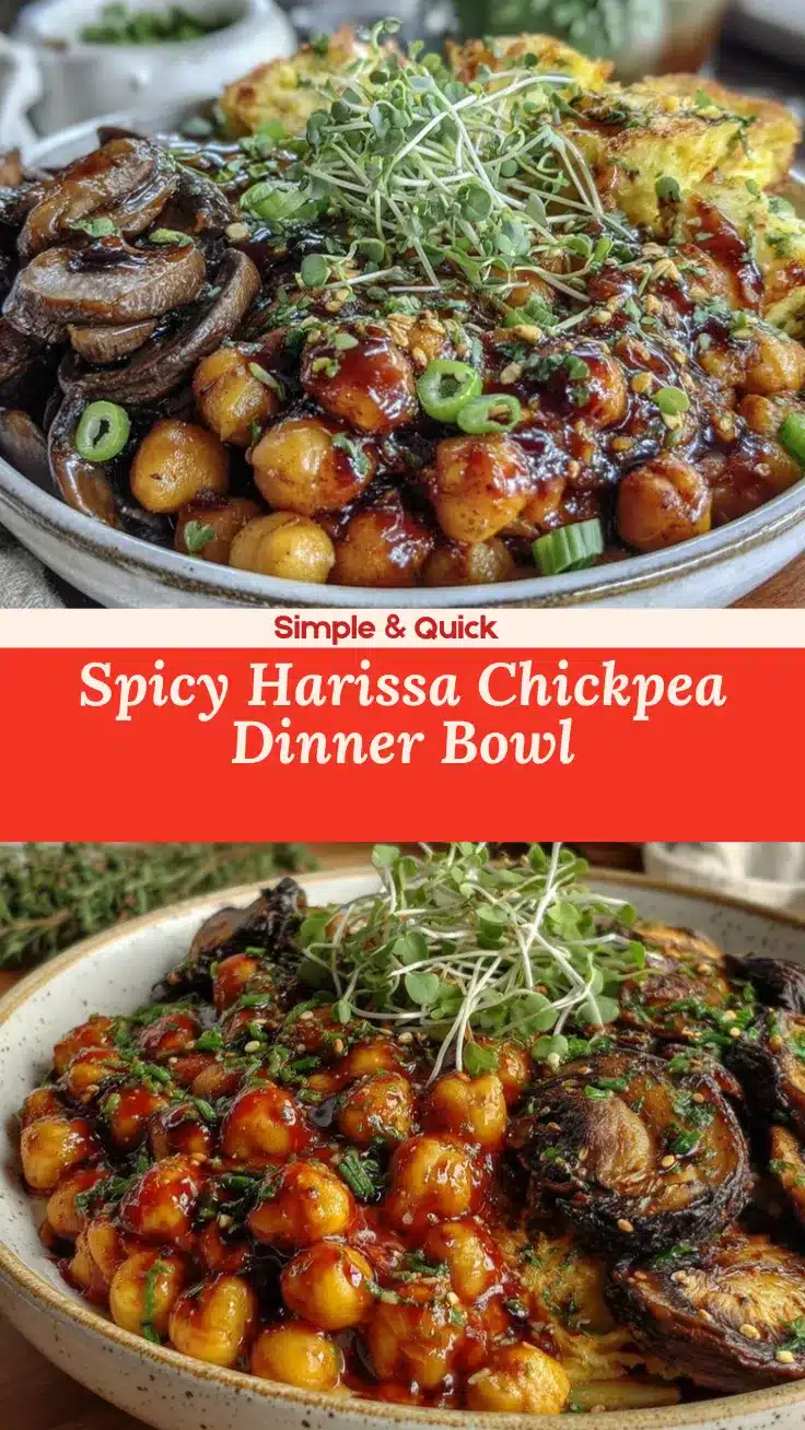 harissa chickpeas dinner bowl recipe