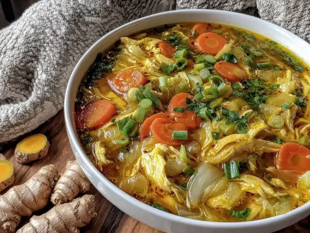 healing turmeric ginger chicken soup - featured image