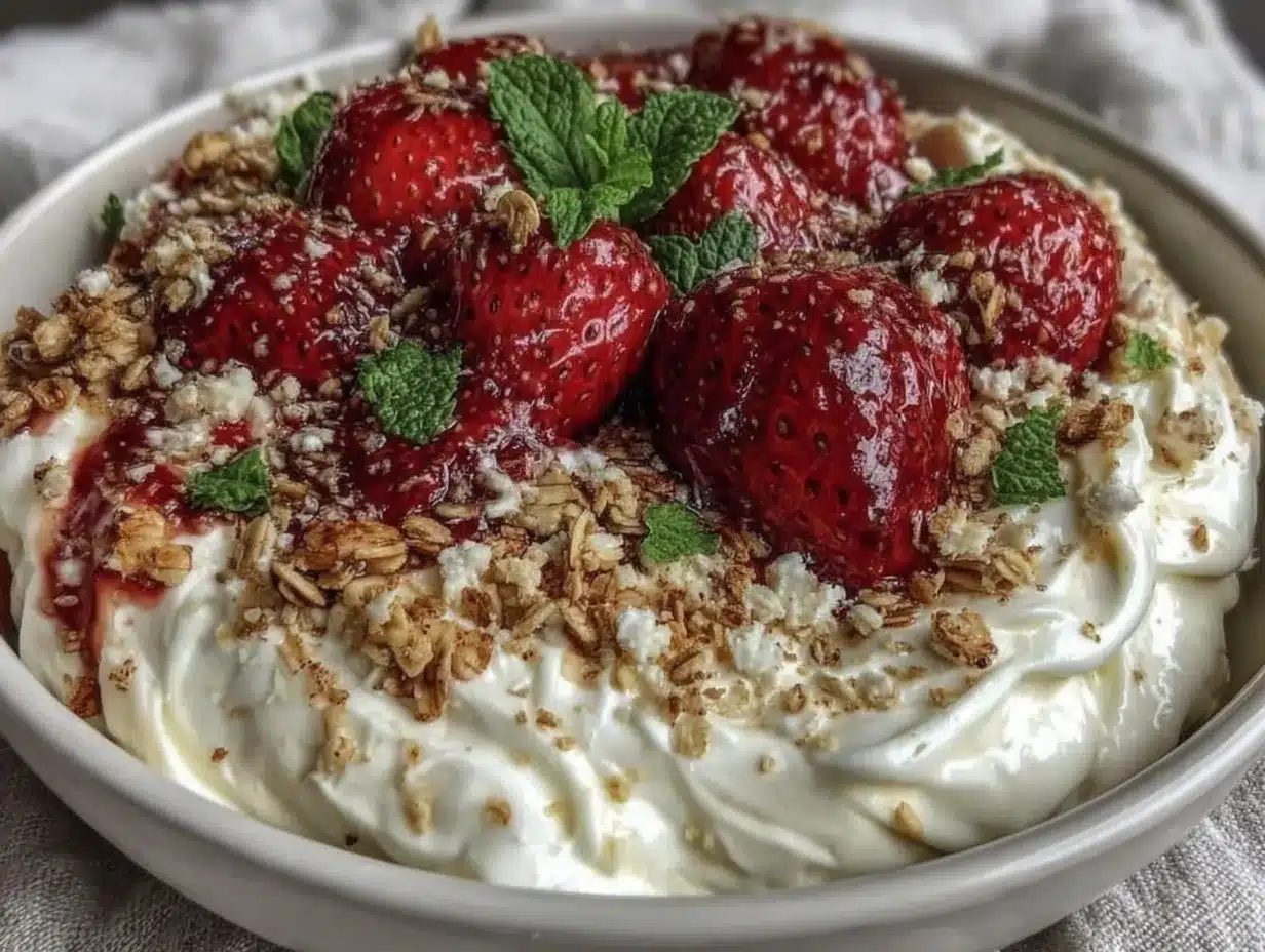 healthy Valentines Greek yogurt bowl preparation steps