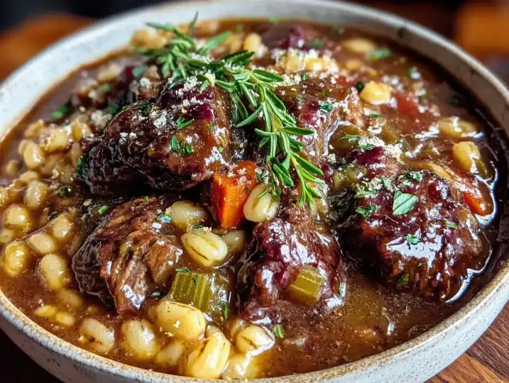 hearty beef and barley stew - featured image