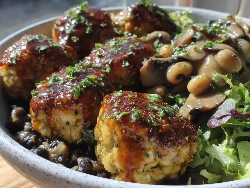 hearty blackeyed pea nourish bowl with turkey meatballs - featured image