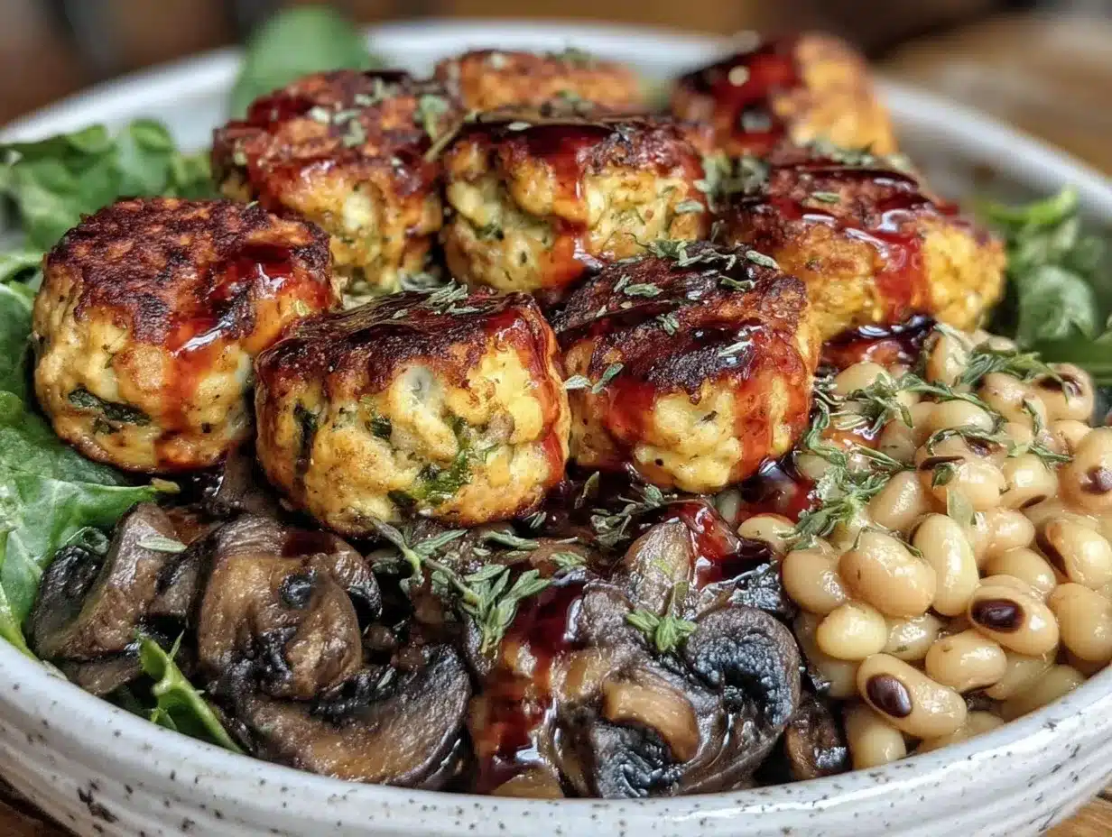 hearty blackeyed pea nourish bowl with turkey meatballs preparation steps