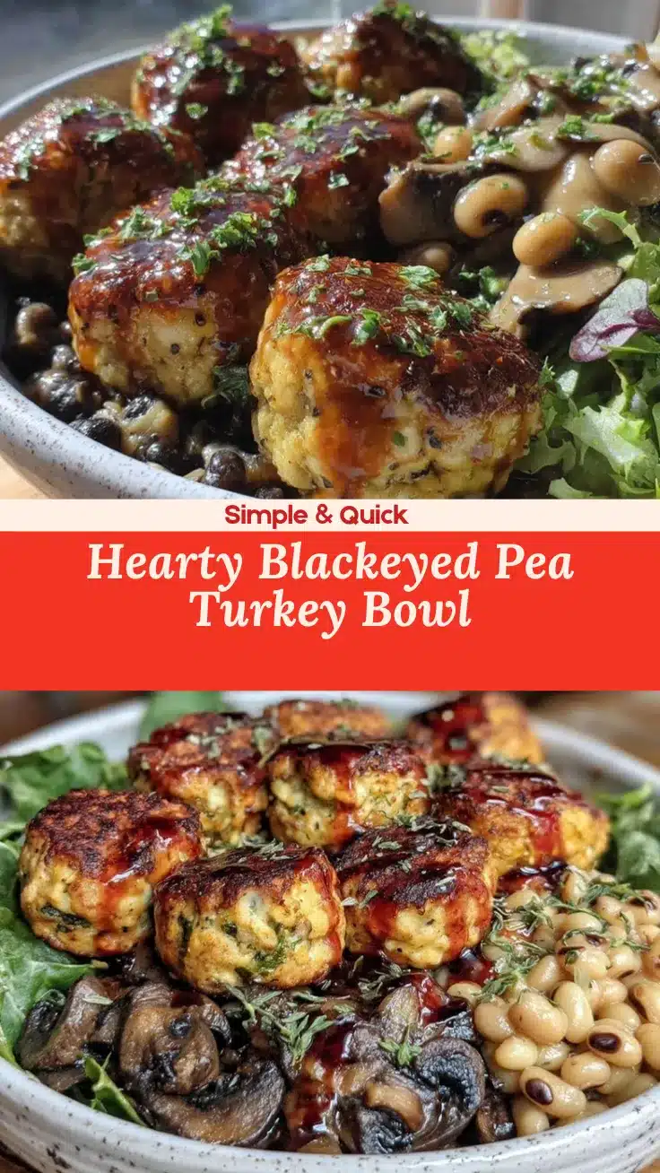 hearty blackeyed pea nourish bowl with turkey meatballs recipe