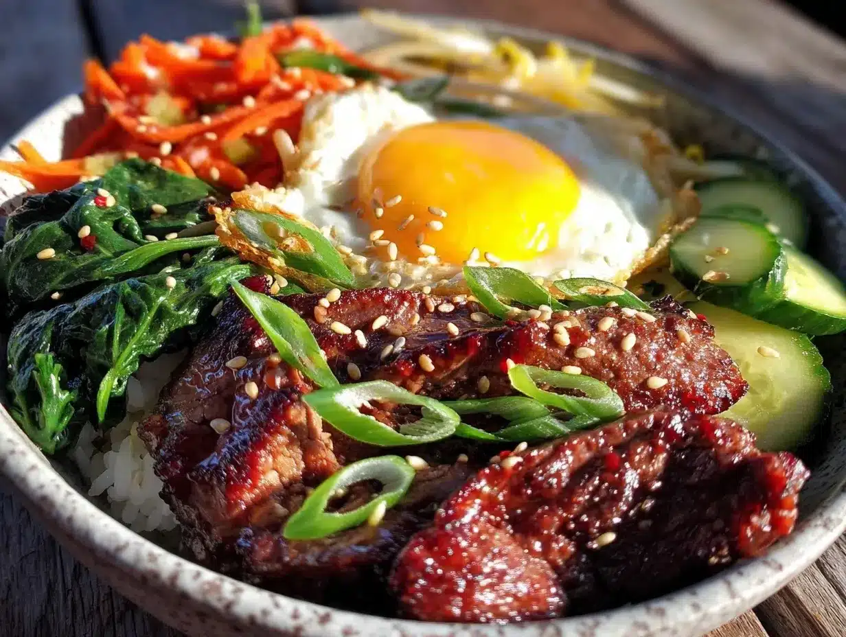 Korean beef bibimbap bowl recipe preparation steps