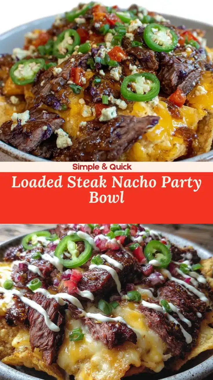loaded nacho party bowl with steak strips recipe
