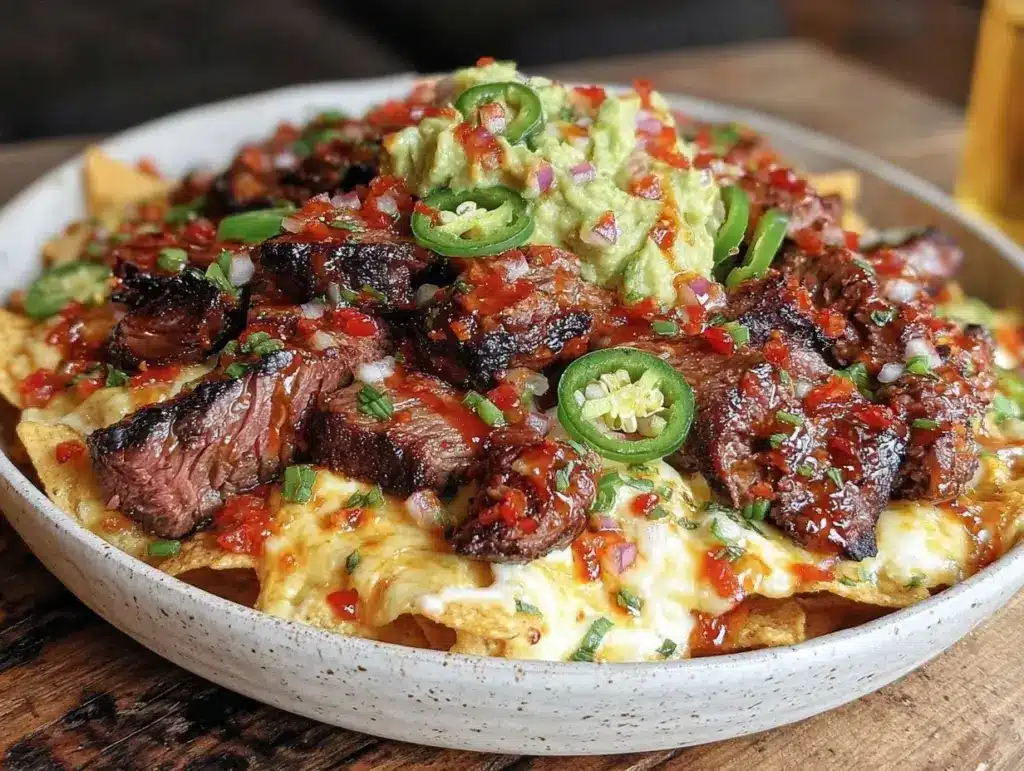 loaded steak nacho party bowl - featured image