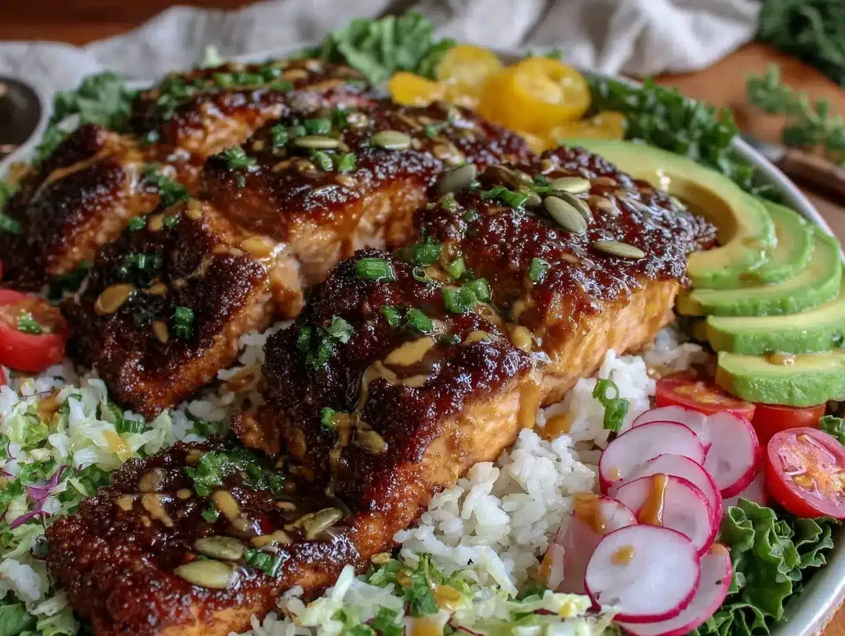 miso-glazed salmon ranch taco bowl preparation steps