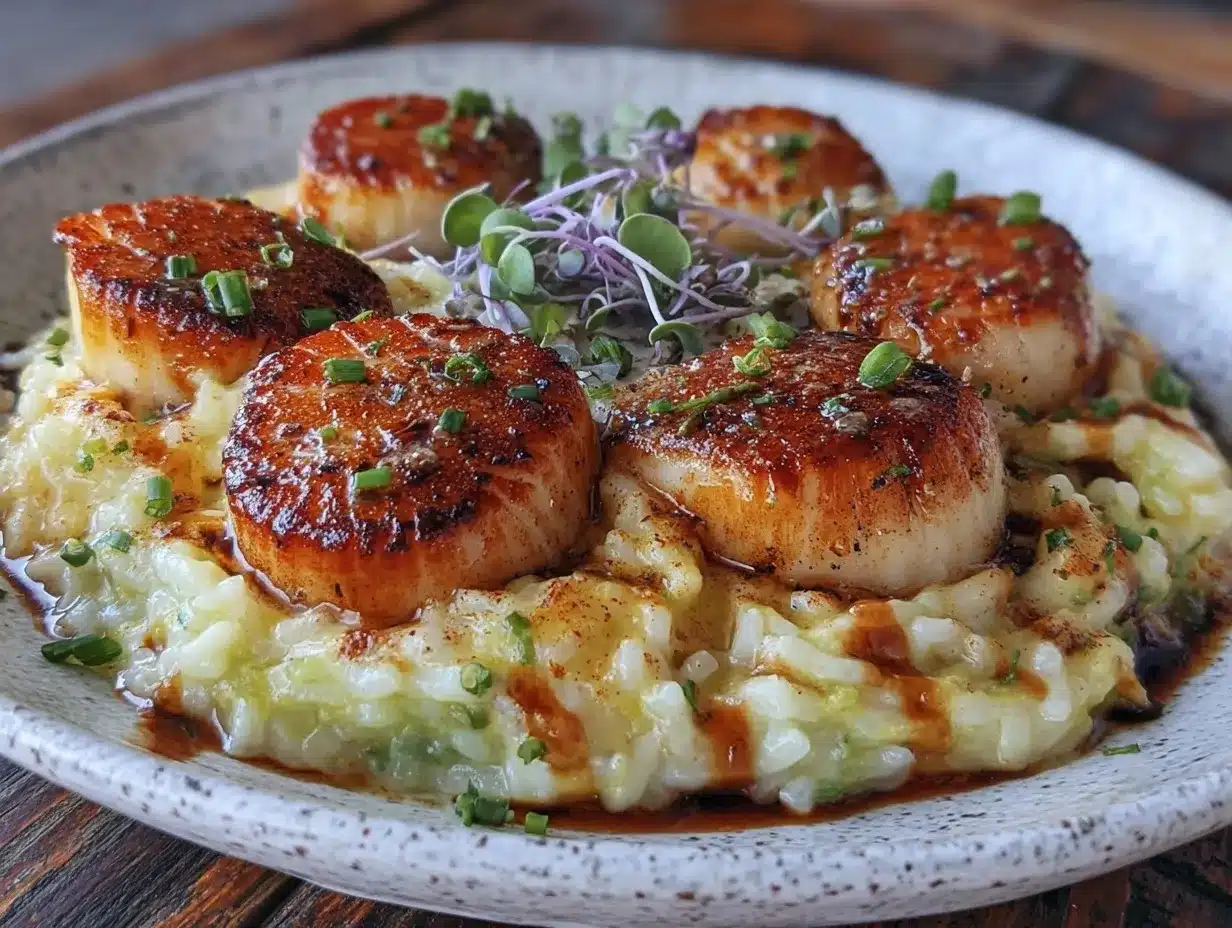 pan seared scallops with creamy risotto preparation steps