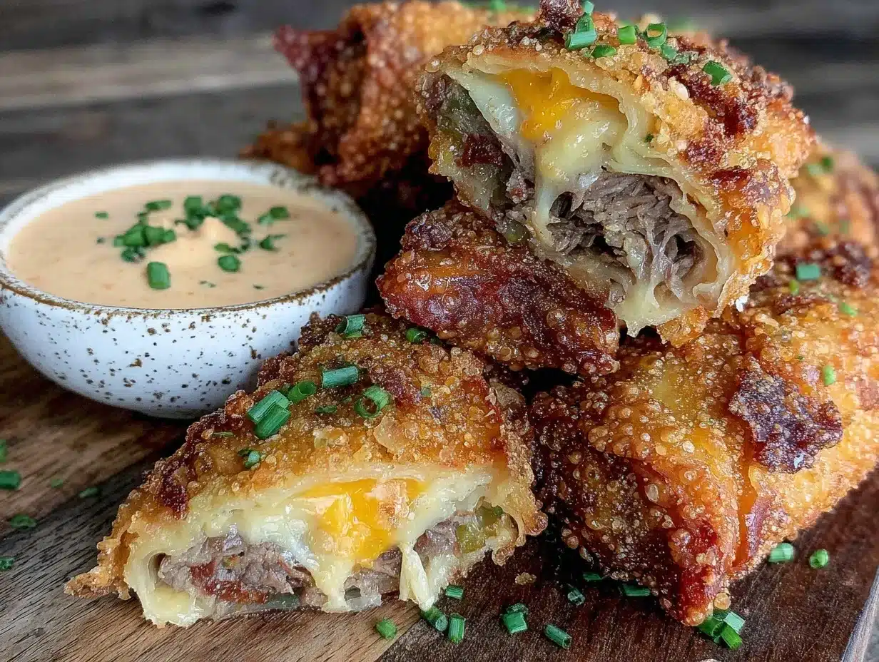 Philly cheesesteak egg rolls preparation steps
