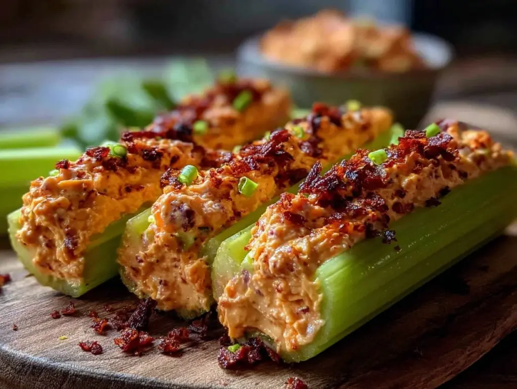 pimento cheese stuffed celery snack - featured image