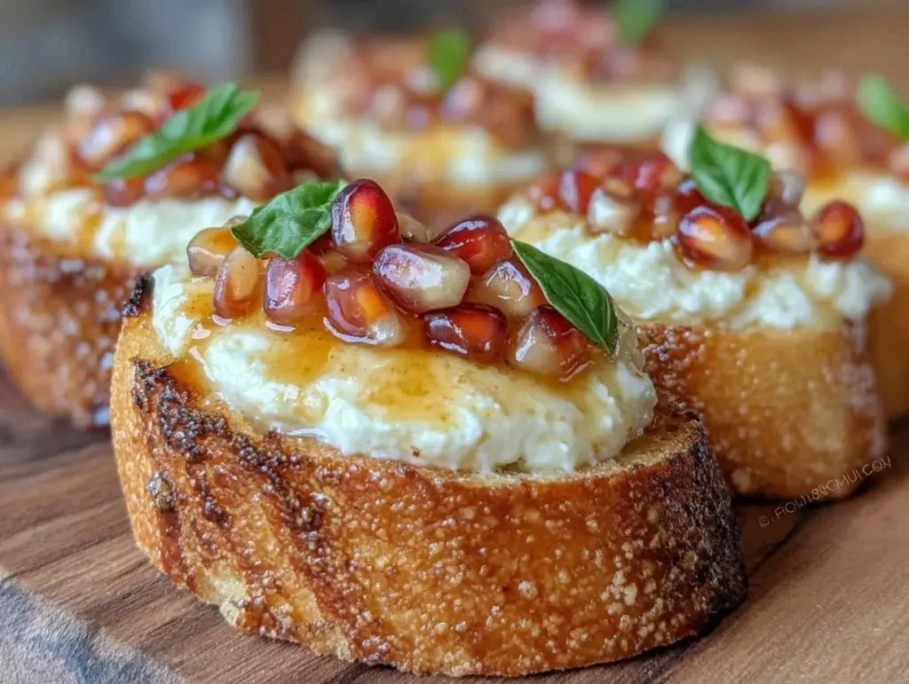 pomegranate bruschetta bites - featured image
