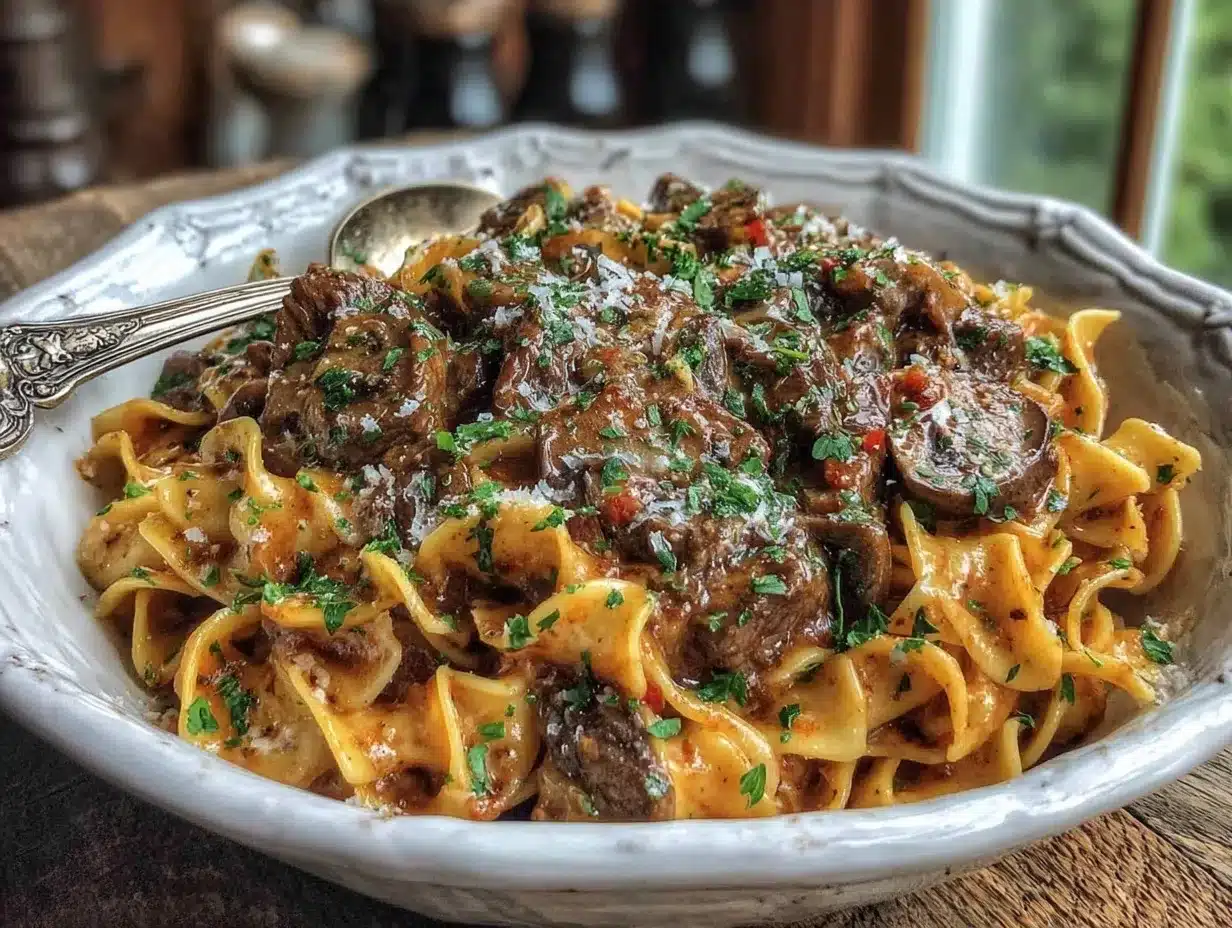 Russian beef stroganoff recipe preparation steps