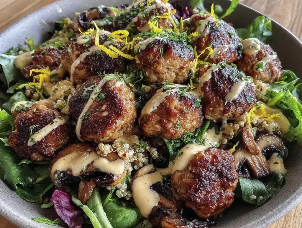 savory turkey meatball nourish bowl - featured image