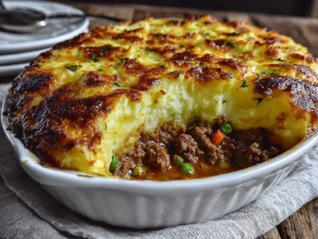 shepherds pie with cheesy mashed potatoes - featured image