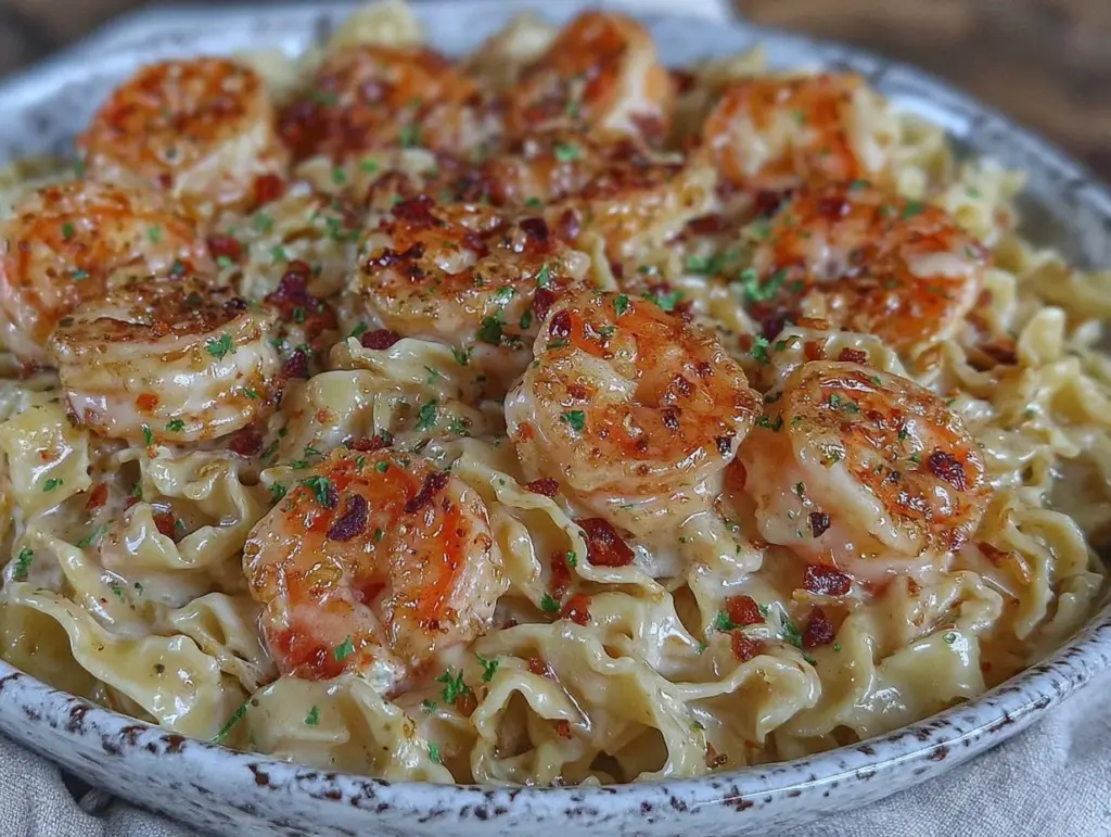 shrimp Alfredo pasta for two - featured image