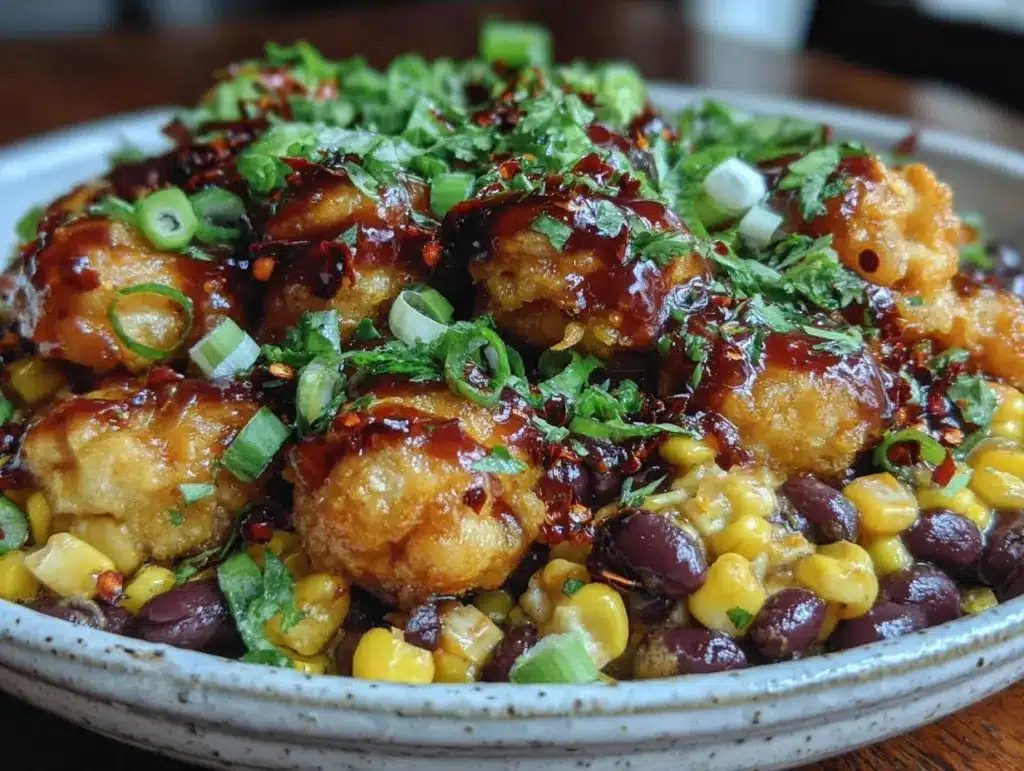 spicy buffalo bean party bowl - featured image