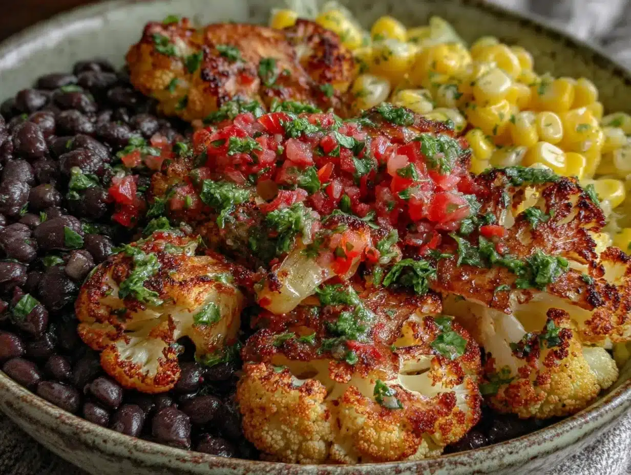 spicy roasted cauliflower bowl preparation steps