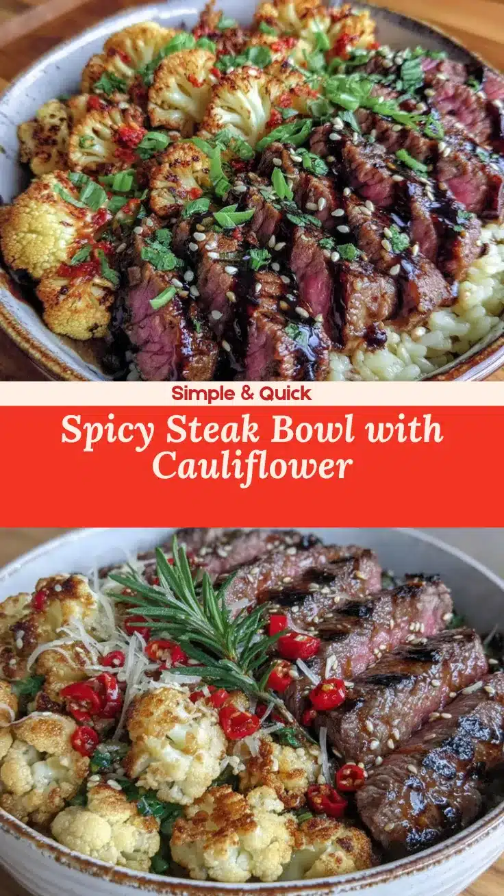spicy steak and roasted cauliflower bowl recipe