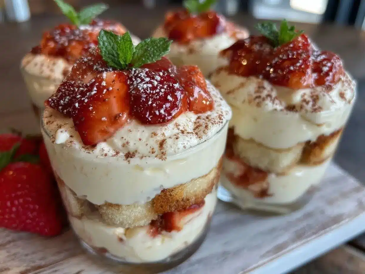 strawberry tiramisu cups preparation steps