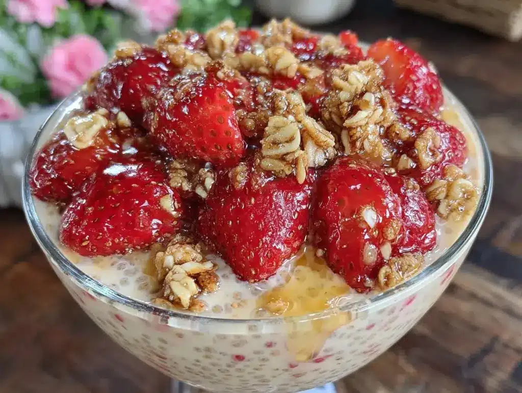valentines breakfast chia pudding bowl - featured image