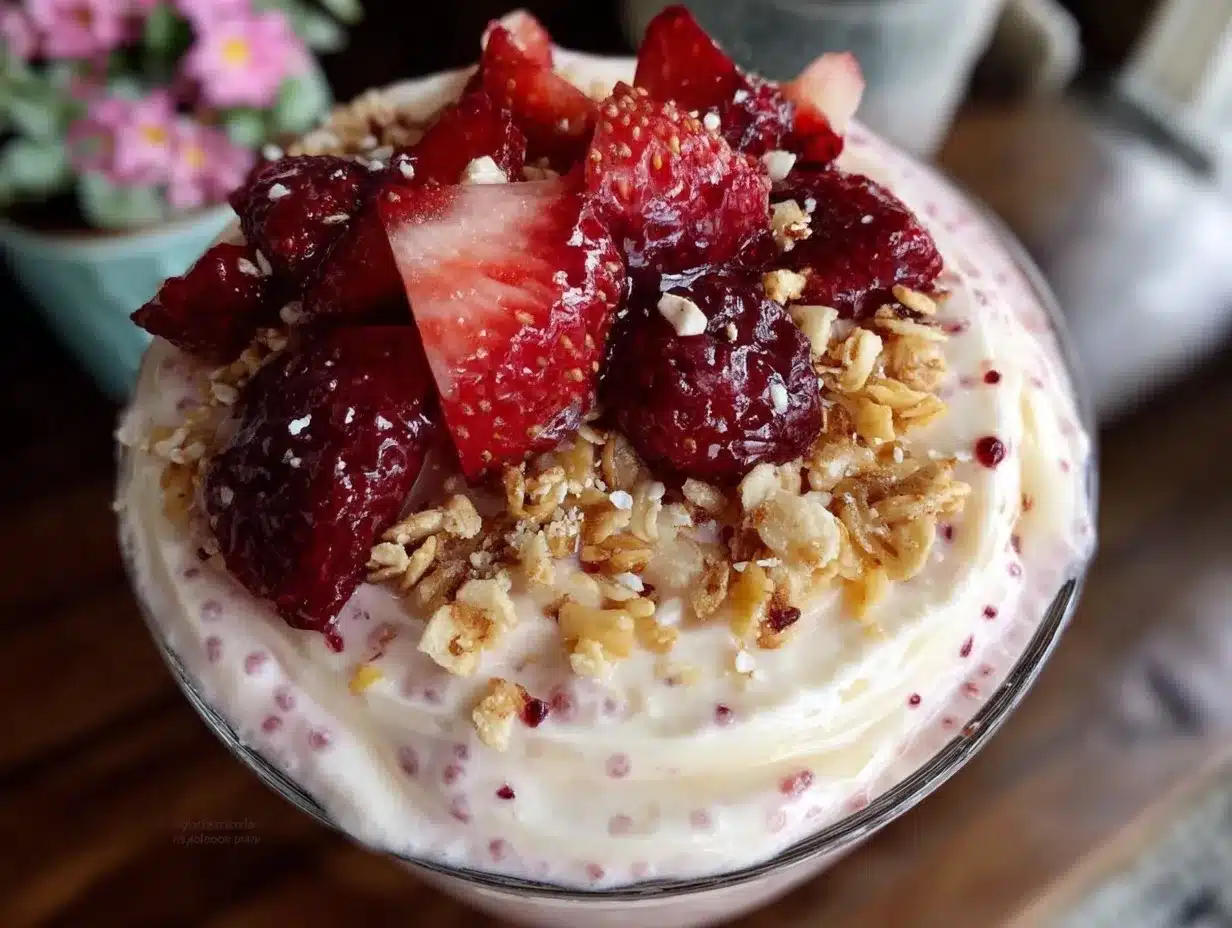 valentines breakfast chia pudding bowl preparation steps