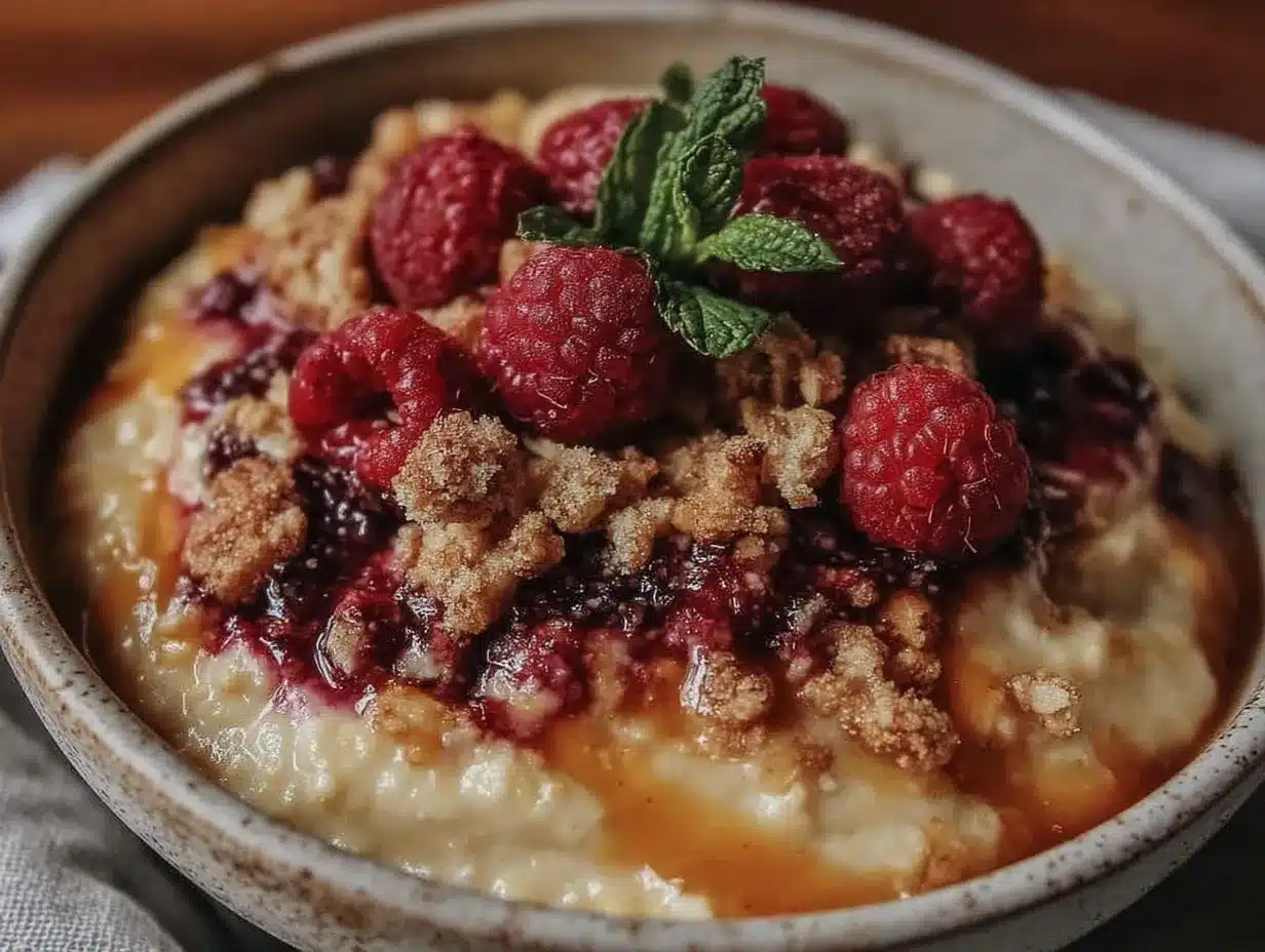valentines raspberry oatmeal bowl preparation steps