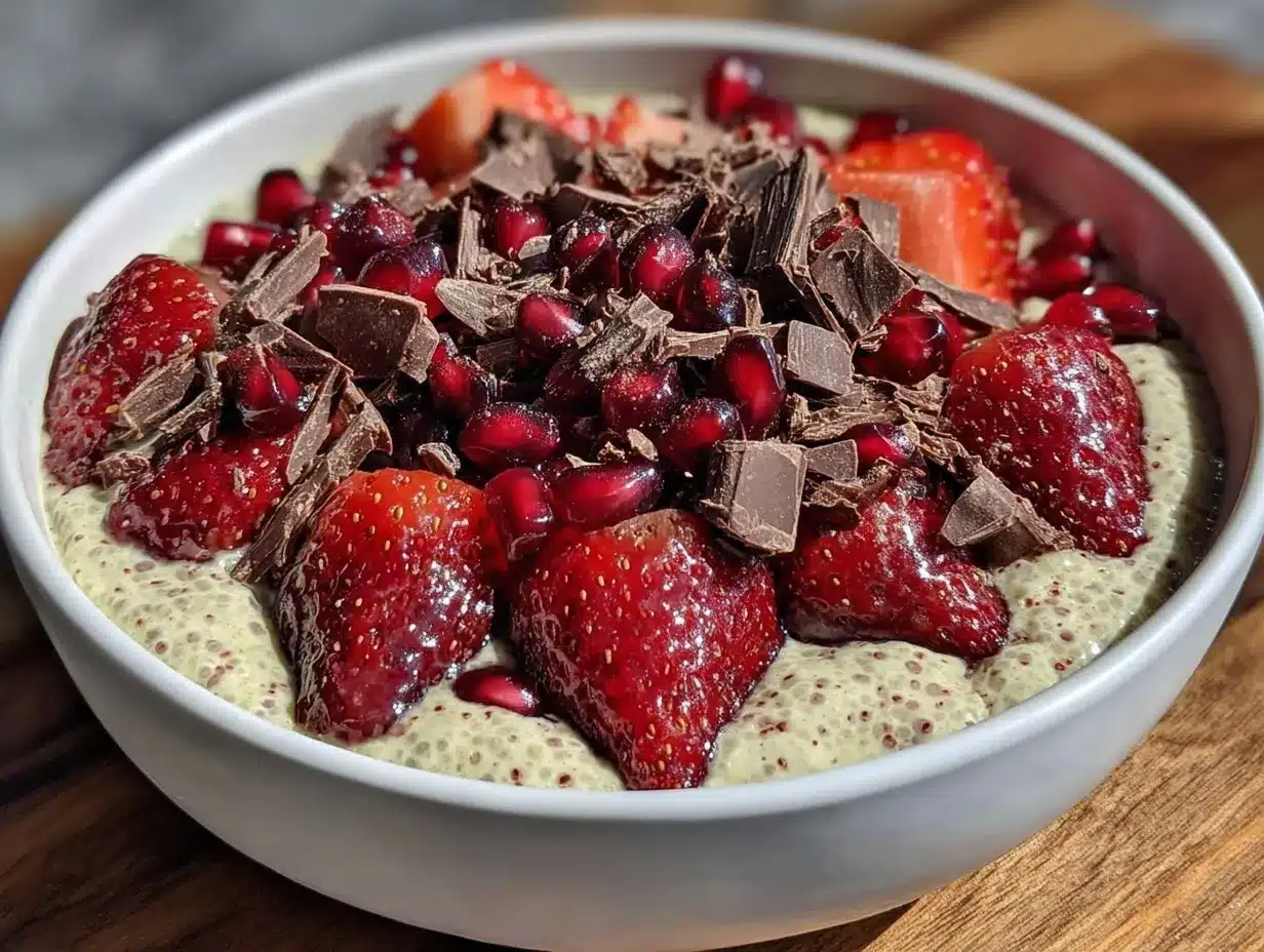valentines strawberries chia pudding bowl preparation steps