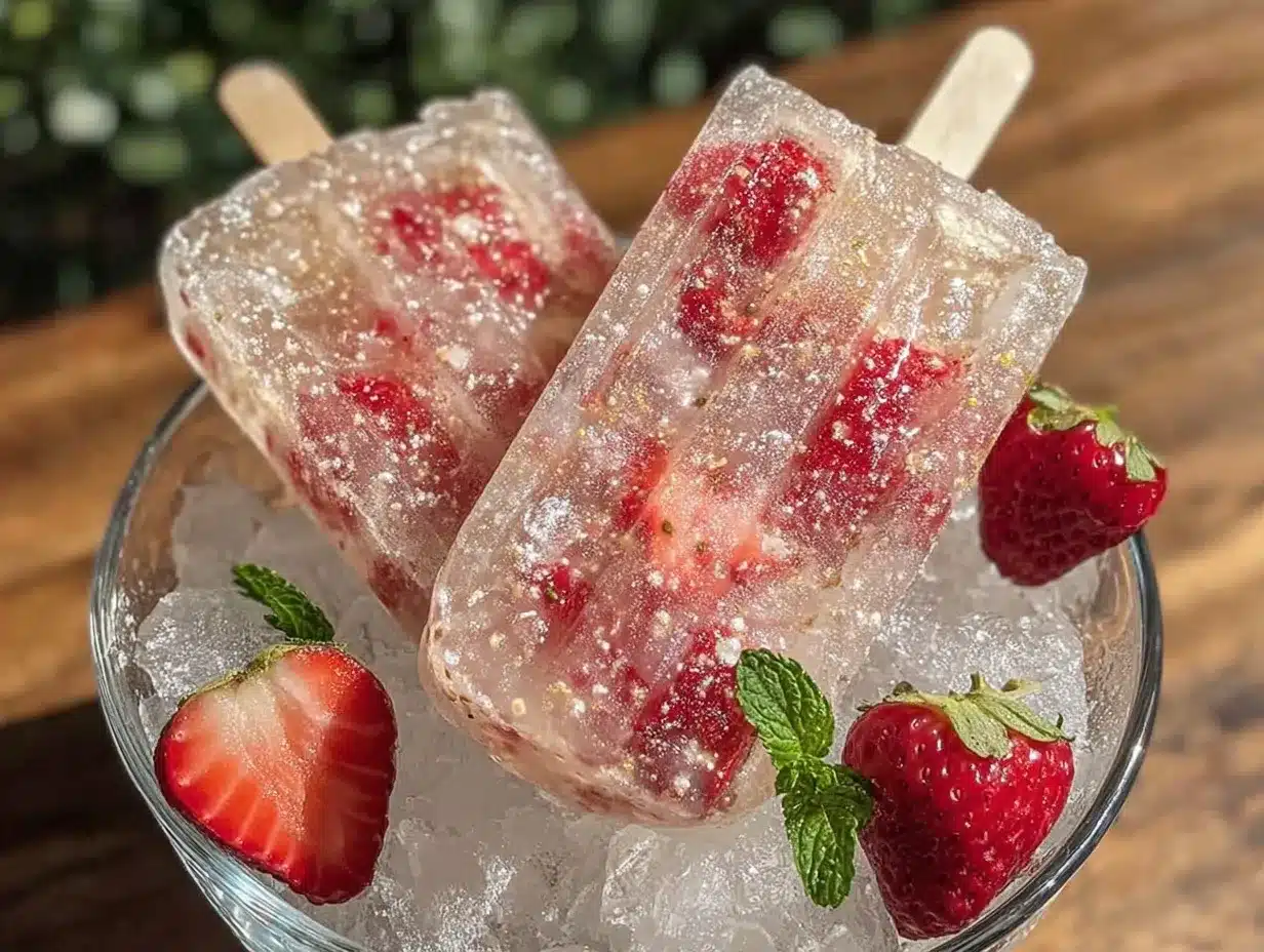 champagne strawberry popsicles preparation steps