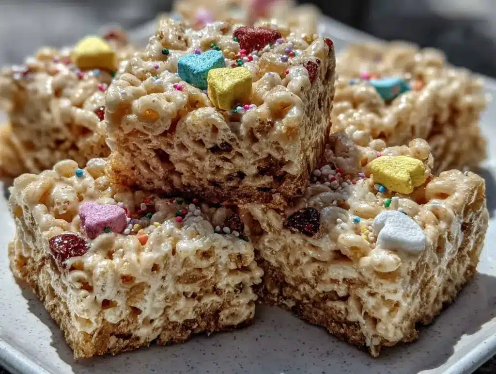 Chewy Lucky Charms Marshmallow Treats - featured image