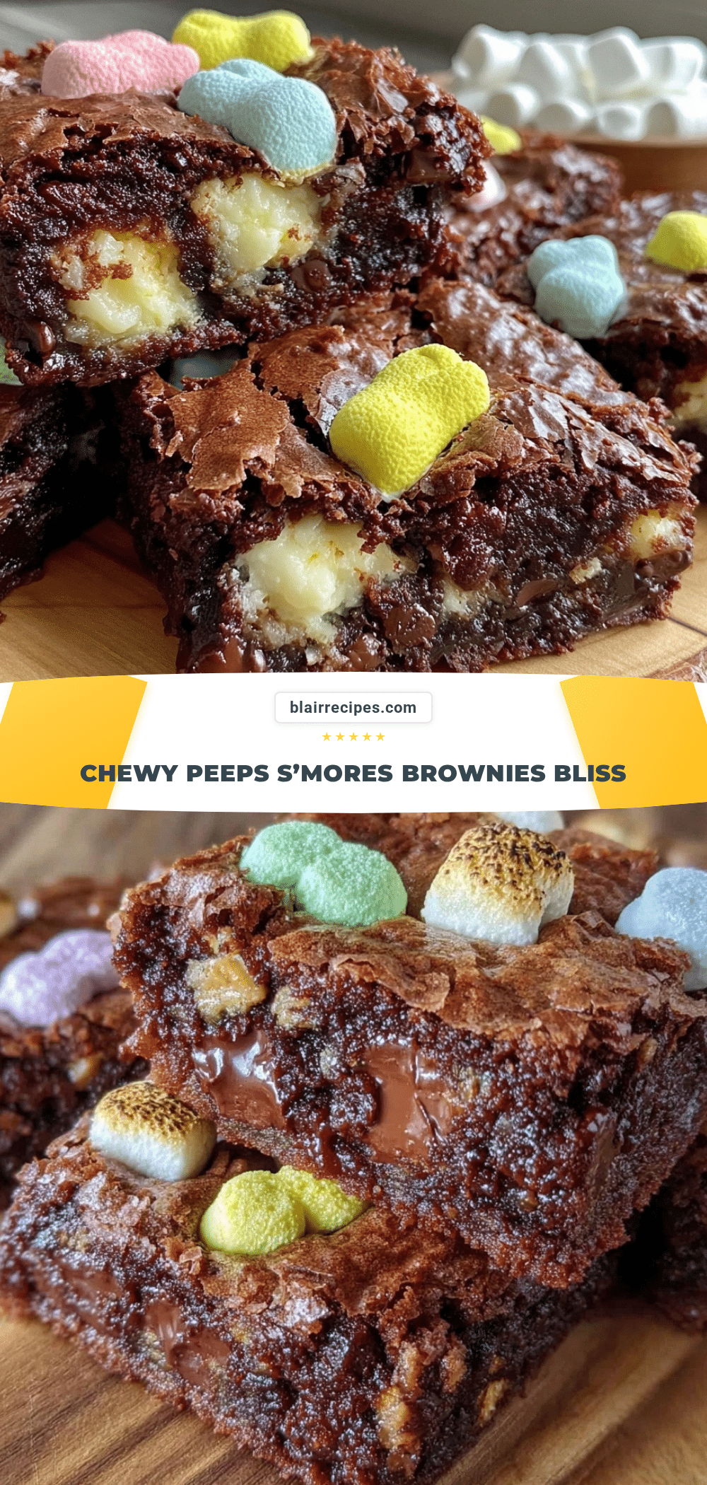Chewy Peeps S’mores Brownies recipe