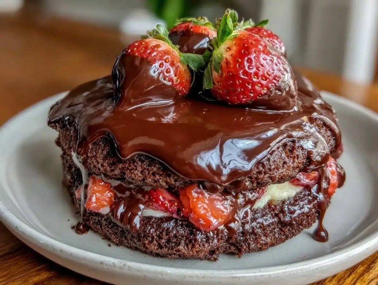 chocolate-covered strawberry cake preparation steps