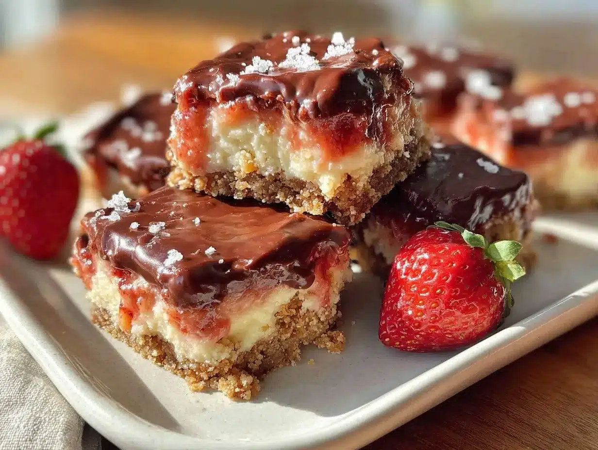 chocolate covered strawberry cheesecake bars preparation steps