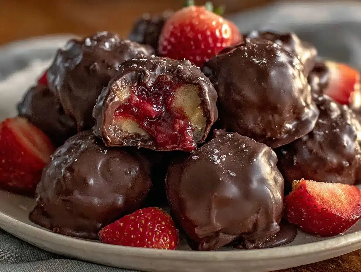 chocolate-covered strawberry truffles preparation steps