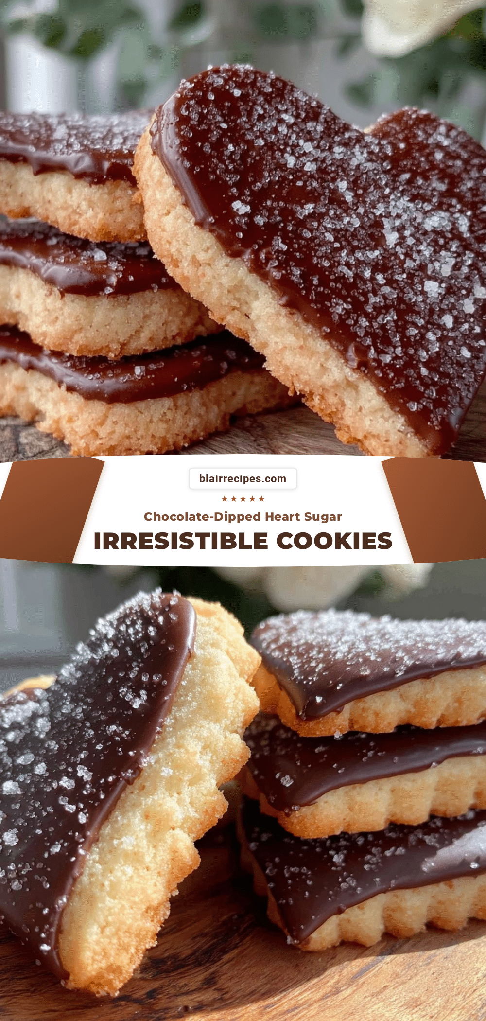 chocolate-dipped heart sugar cookies recipe