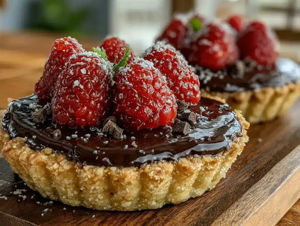 chocolate raspberry tart - featured image