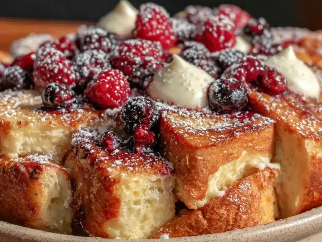 creamy berry mascarpone french toast bake - featured image