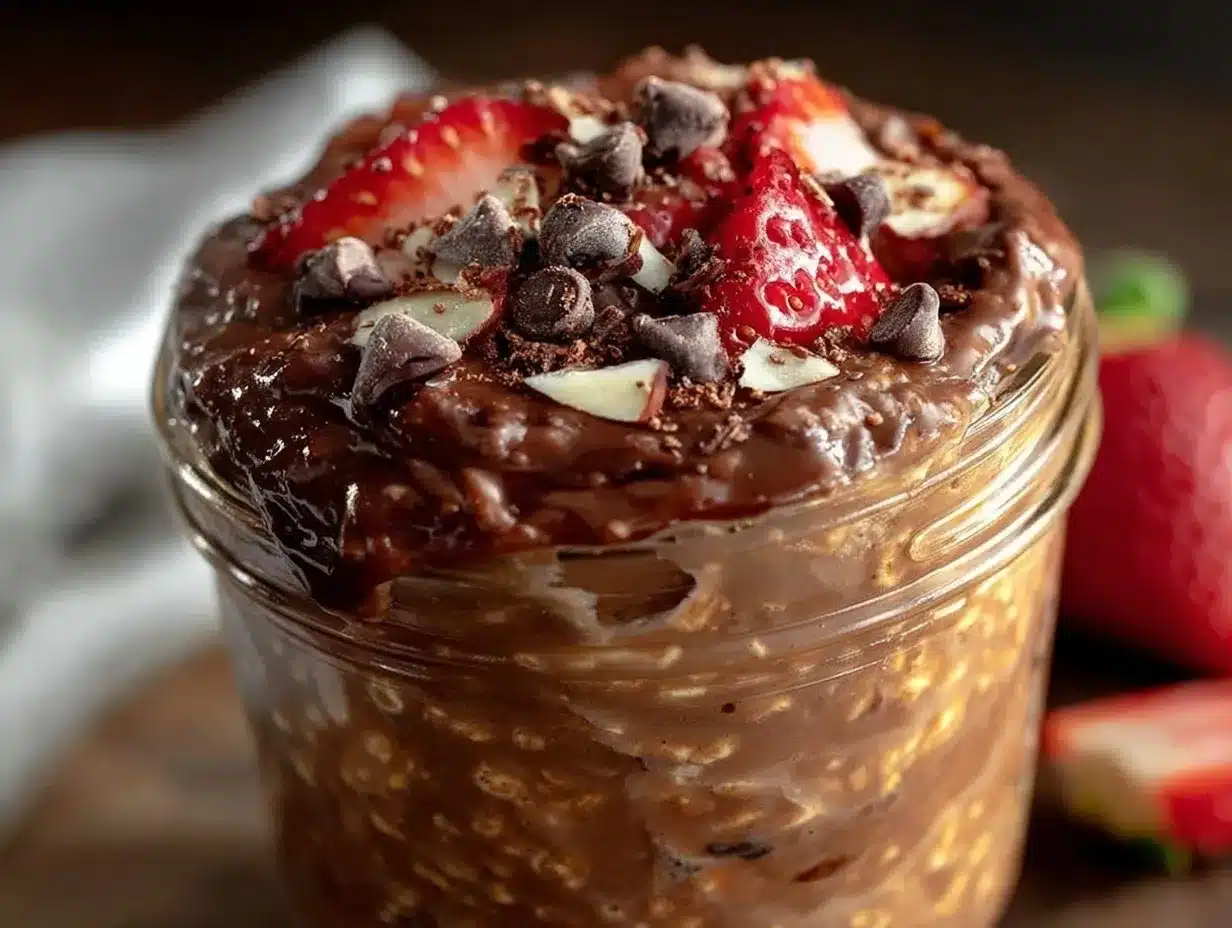 creamy chocolate protein overnight oats preparation steps