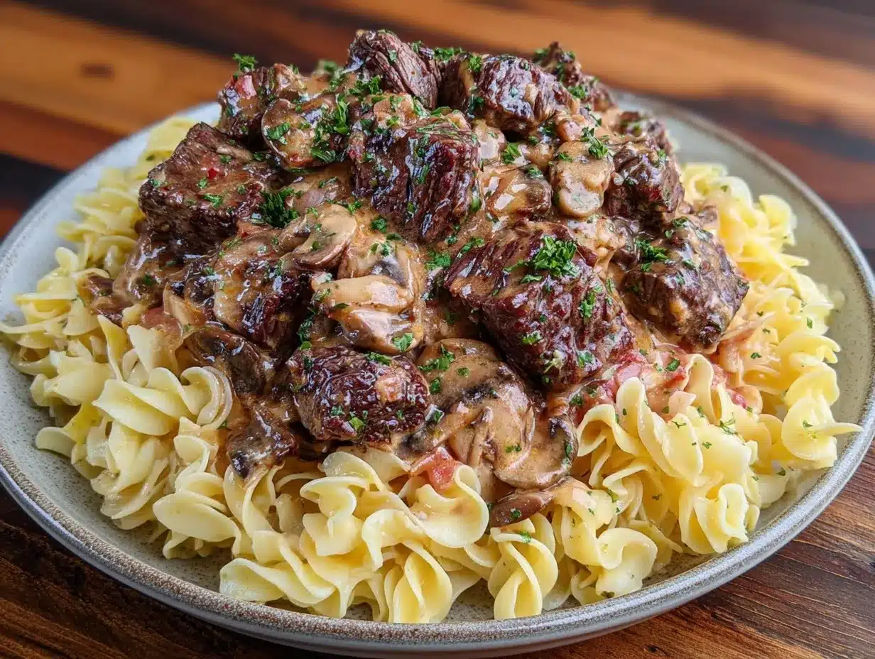 creamy crockpot beef stroganoff preparation steps